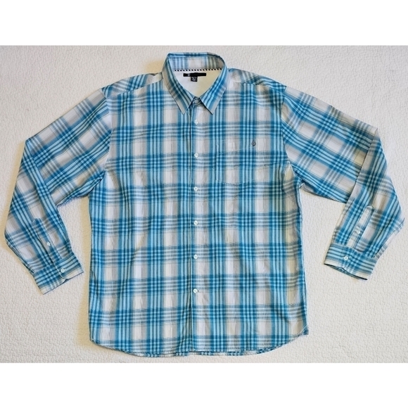 VOLCOM Mens X Factor Plaid Button Down Shirt - Picture 1 of 8